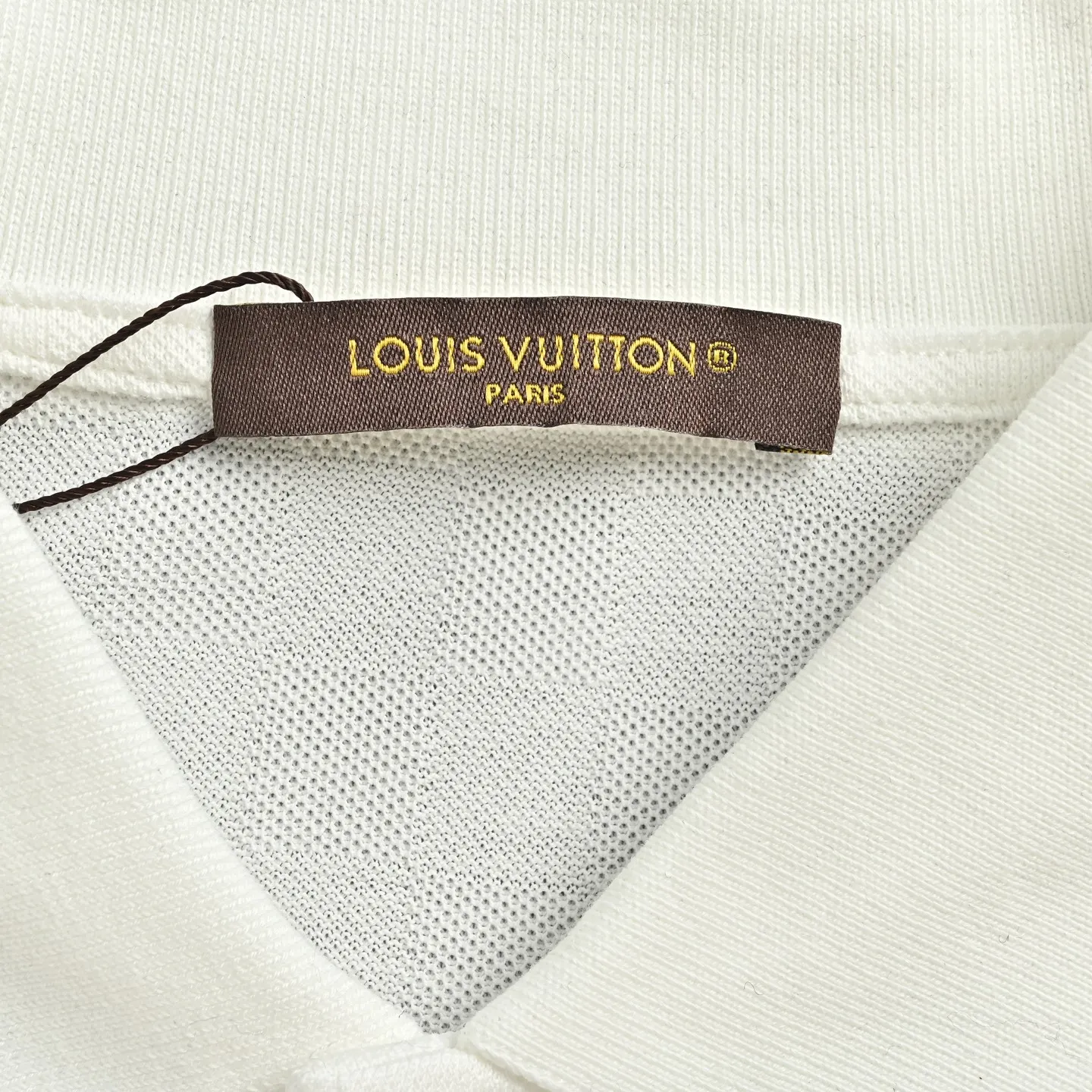 LOUIS VUITTON LV Damier silk cotton piqué short-sleeved POLO shirt with lower leather label